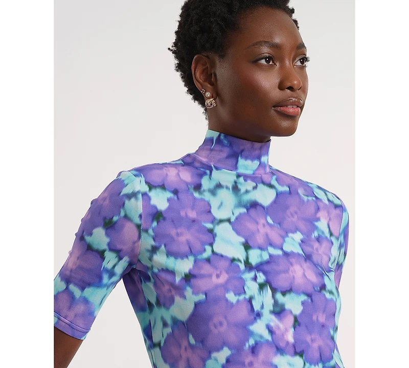 Isaac Mizrahi Women's Short-Sleeve Turtle Neck Knitted Top