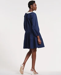 Isaac Mizrahi Women's Long-Sleeve Tiered Midi Dress