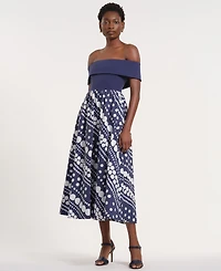 Isaac Mizrahi Women's Off-The-Shoulder Printed Maxi Dress