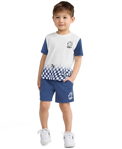 Levi's Boys' 2T-7 Smiley Check T-Shirt and Shorts, 2-Piece Set