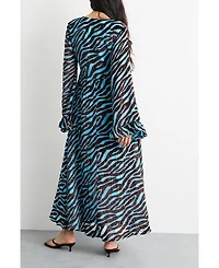 Warehouse Women's Burnout Velvet Plunge Maxi Dress