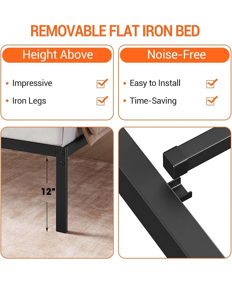 gaomon Full Metal Platform Bed Frame Heavy Duty Quiet Storage Slats No Box Spring Kid Friendly