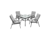 Slickblue Outdoor 5-Piece Dining Set with Stackable Chairs and Cushions