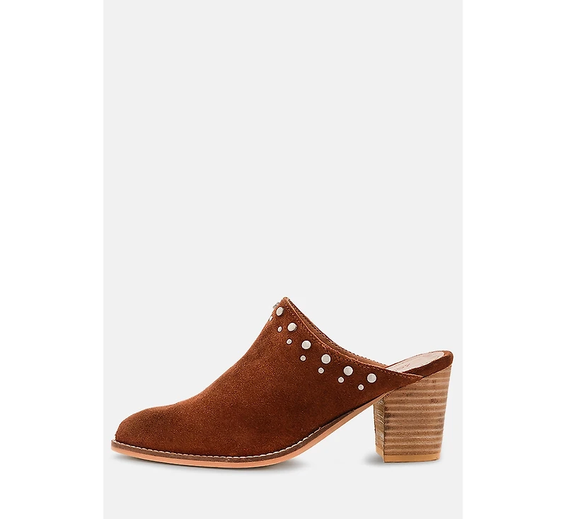 Leslie Womens Stacked Heel Mules