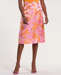 Isaac Mizrahi Women's Pull-On Midi Floral Skirt