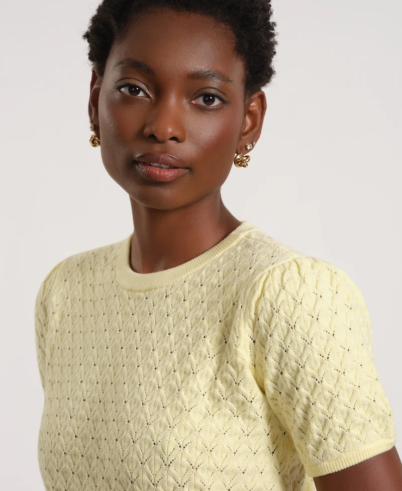 Isaac Mizrahi Women's Short-Sleeve Crewneck Sweater