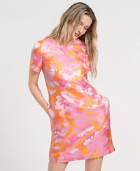 Isaac Mizrahi Women's Short-Sleeve Mini Floral Dress