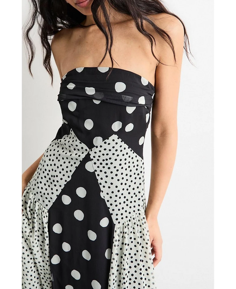 Warehouse Women's Printed Bandeau Seam Detail Midi Dress