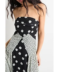 Warehouse Women's Printed Bandeau Seam Detail Midi Dress