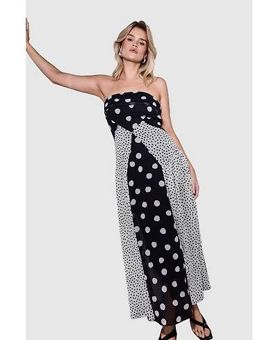 Warehouse Women's Printed Bandeau Seam Detail Midi Dress