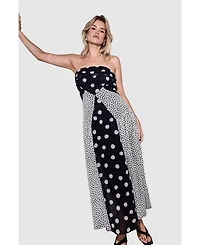 Warehouse Women's Printed Bandeau Seam Detail Midi Dress