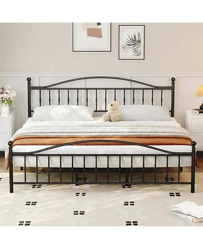 gaomon King Size Metal Platform Bed Frame with Victorian Style Wrought Iron-Art Headboard and Footboard,Mattress Foundation,Under Bed Storage,Noise