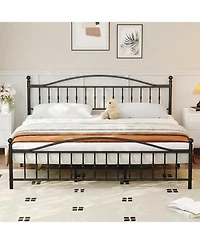 gaomon King Size Metal Platform Bed Frame with Victorian Style Wrought Iron-Art Headboard and Footboard,Mattress Foundation,Under Bed Storage,Noise