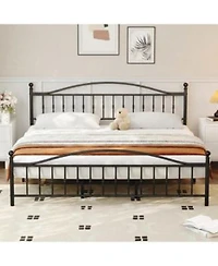 Gaomon King Size Metal Platform Bed Frame With Victorian Style Wrought Iron Art Headboard Footboardmattress Foundationunder Bed Storagenoise