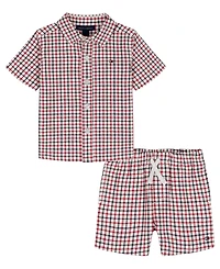Tommy Hilfiger Baby Boys' Seersucker Check Cabana Shirt and Shorts, 2-Piece Set