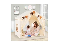Hongge 3-4 Kids Large Play Tent House with 2 Opening Doors and Star Lights-Beige