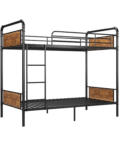 gaomon Twin Metal Bunk Bed Twin Over Twin With Ladders Tall Guardrail Space Saving For Kids Adults No Box Spring