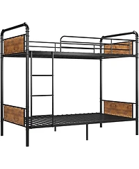 gaomon Twin Metal Bunk Bed Twin Over Twin With Ladders Tall Guardrail Space Saving For Kids Adults No Box Spring