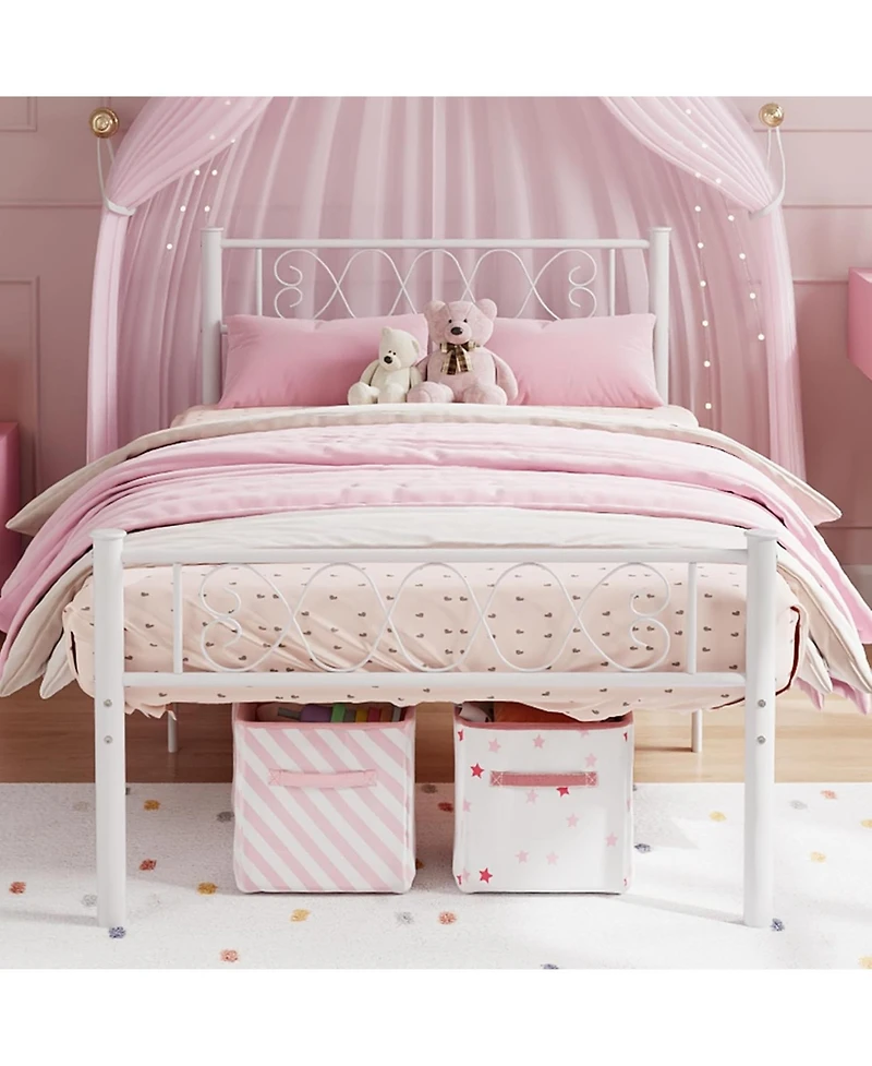 gaomon Twin Xl Metal Bed Frame With Headboard Footboard Heart Shape Platform Easy Setup No Box Spring Needed