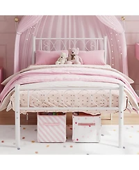 gaomon Twin Xl Metal Bed Frame With Headboard Footboard Heart Shape Platform Easy Setup No Box Spring Needed