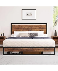 gaomon King Bed Frame With Wood Headboard Footboard Under Bed Storage No Box Spring Easy Assembly