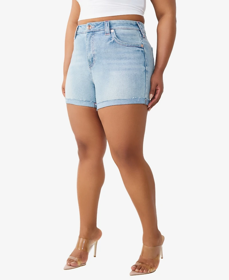 True Religion Plus Jennie Mid-Rise Big T-Shorts