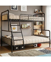 gaomon Twin Over Full Metal Bunk Bed Industrial Style with Ladder and Guardrails Convertible to 2 Separate Beds Space Saving