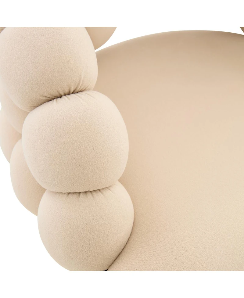 Streamdale Furniture Set of 2 Beige Puffy Bubble Bar Stools with Gold Legs