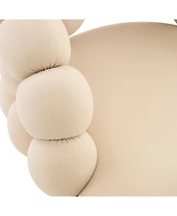Streamdale Furniture Set of 2 Beige Puffy Bubble Bar Stools with Gold Legs