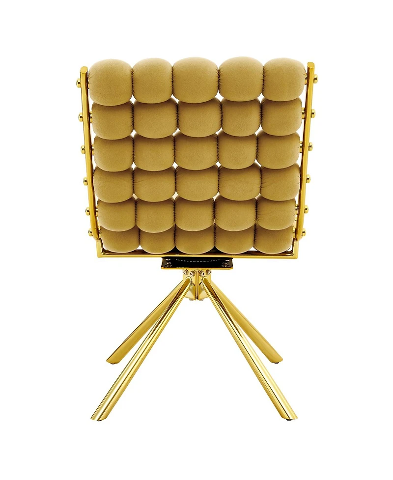 Streamdale Set of 2 Yellow Puffy Bubble Chair Ball Chain Chair Velvet Dining Chairs