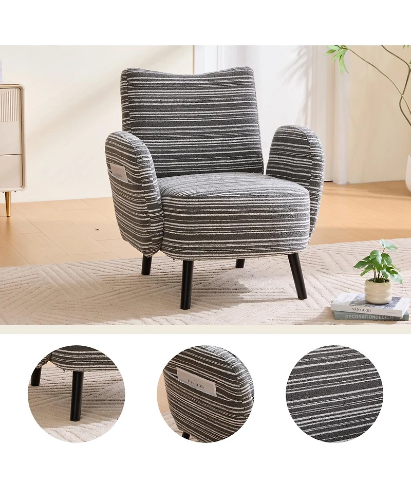 Streamdale Furniture Modern armchair with fabric, storage, solid wood legs, reading chair