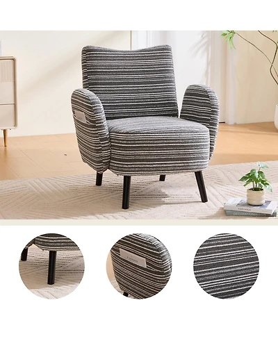 Streamdale Furniture Modern armchair with fabric, storage, solid wood legs, reading chair
