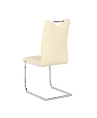 Streamdale Furniture Modern Light Yellow Pu Dining Chair with Electroplated Metal Legs (Set of 2)