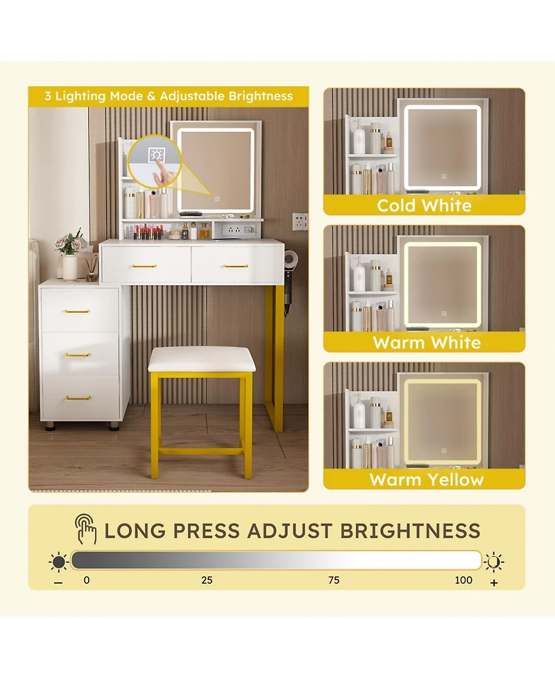 flynama Stylish Coffee Table with 2 Drawers White Finish Modern Living Room Center Table with Storage