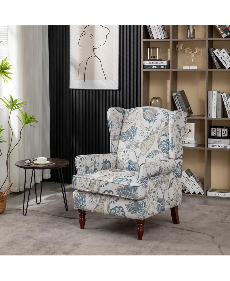 Streamdale Furniture Modern Accent Chair with Retro Wood Legs, Comfy Upholstered Armchair
