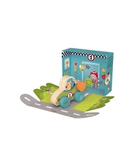 Bababoo and Friends Lion Bababoo Racecar Wooden Push Along My First Car Toy