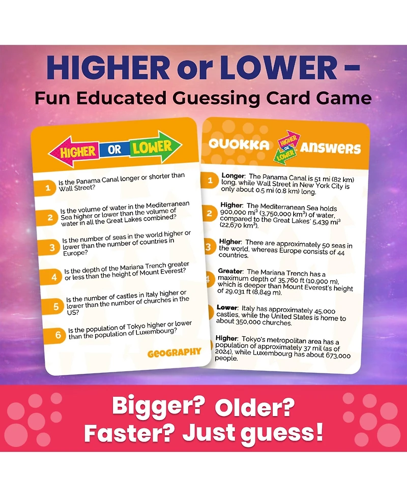 Quokka Board Game for Kids - Family Card and Adults Higher or Lower | Guess Fun Questions Easy to Learn 2 + Players