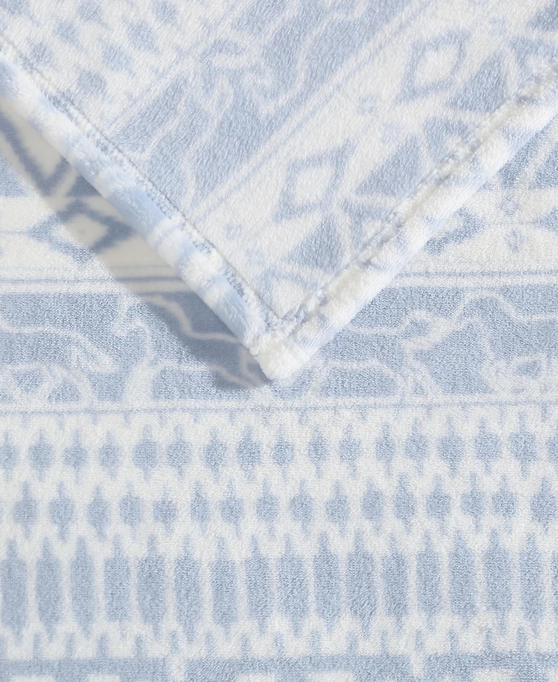 Wrangler Western Horse Stripe Printed Plush Throw, 70" X 50"