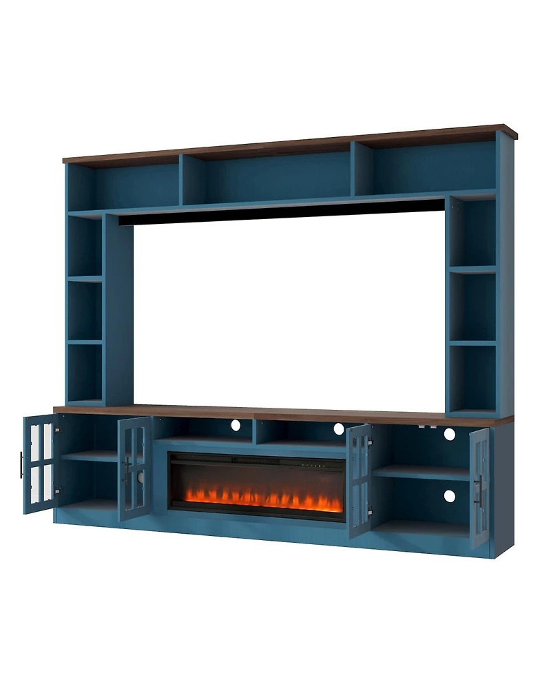 Streamdale Furniture Entertainment Center with Bookshelves & Electric Fireplace for TVs up to 80