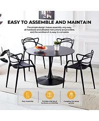 Streamdale 42.1" Black Tulip Dining Table (Seats 4-6) - Round Mdf Top, Pedestal Base