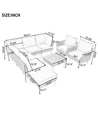 Streamdale Furniture 9-Piece Outdoor Patio Wicker Furniture Set with Acacia Wood Legs