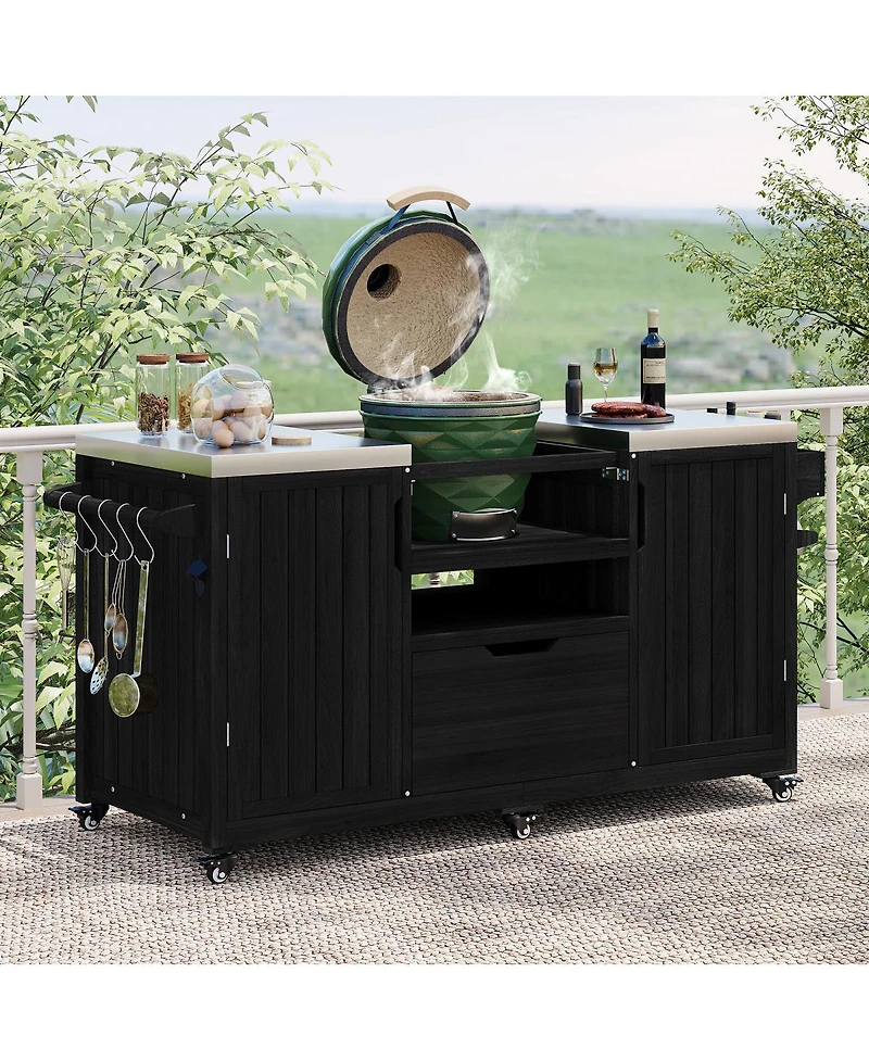 Streamdale Furniture 66.5" Outdoor Kitchen Island for Big Green Egg