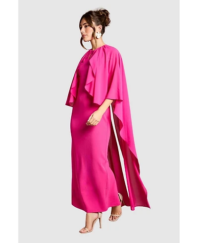 Coast Women's Ruffle Chiffon Cape Crepe Maxi Dress