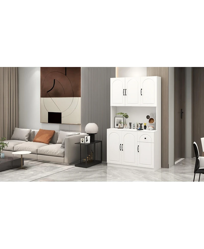 Streamdale Furniture Kitchen Pantry Storage Cabinet with Microwave Oven Countertop