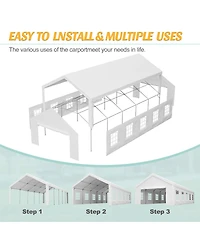 Streamdale Furniture Carport Canopy 16x32 Heavy Duty Metal Carport Garage Outdoor Shelter