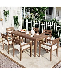Streamdale Furniture Acacia Wood Outdoor Dining Set with Cushions - 7 Pieces