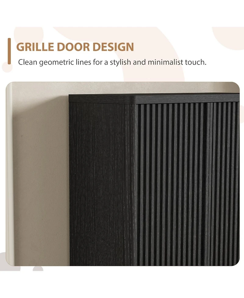 gaomon Modern Wooden Shoe Cabinet with Adjustable Shelves and Fluted Door – Narrow Entryway Organizer