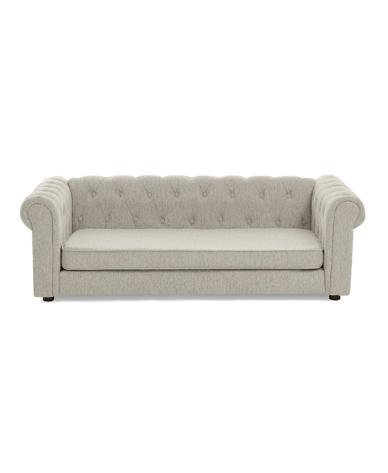 6thdruple Oversized Beige Linen Dog Sofa, Modern Elevated Pet Bed for Large Breeds