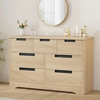 gaomon 7-Drawer Dresser, Modern Double Chest of Drawers with Embedded Handles Design