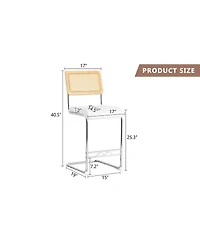 Streamdale Furniture Streamdale Natural rattan bar stool 2-piece set with solid wood backrest
